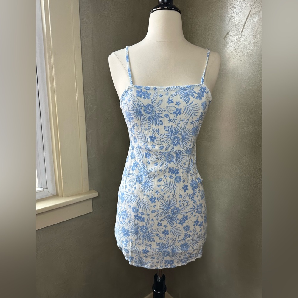 Linen Feel Dress - Light Blue